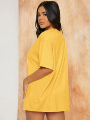 KOTTY Solid Women Round Neck Yellow T-Shirt 