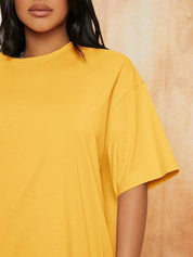 KOTTY Solid Women Round Neck Yellow T-Shirt 