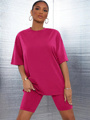 KOTTY Solid Women Round Neck Pink T-Shirt 