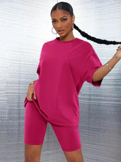 KOTTY Solid Women Round Neck Pink T-Shirt 