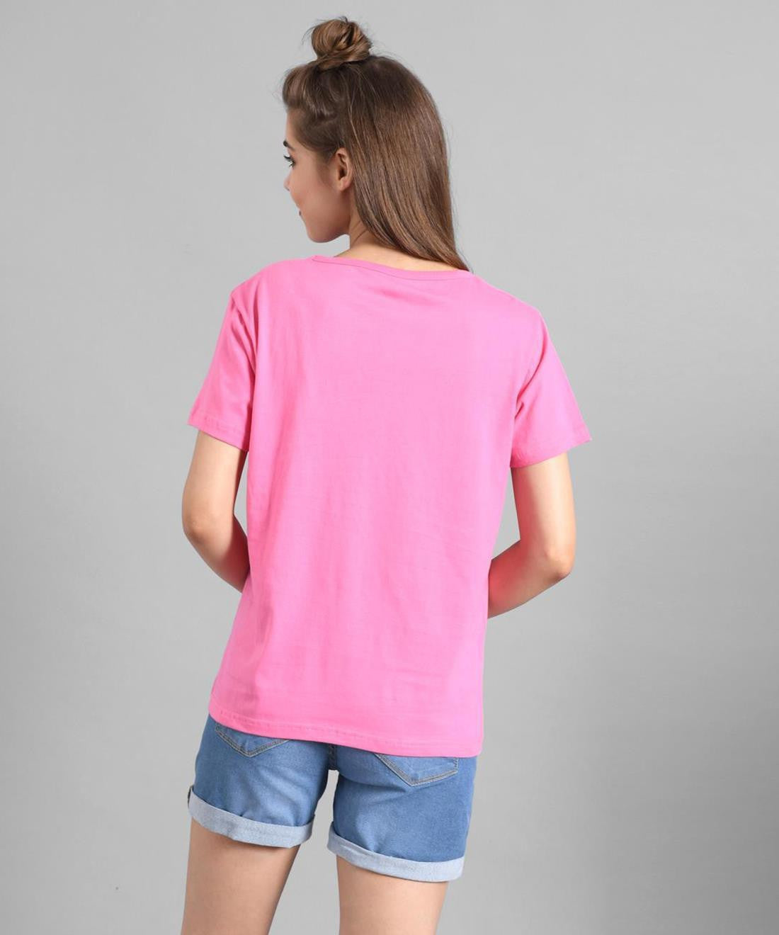 KOTTY Printed Women Round Neck Pink T-Shirt 