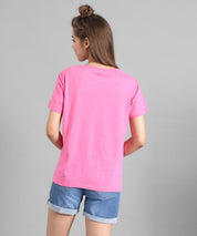 KOTTY Printed Women Round Neck Pink T-Shirt 