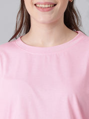 KOTTY Solid Women Round Neck Pink T-Shirt 