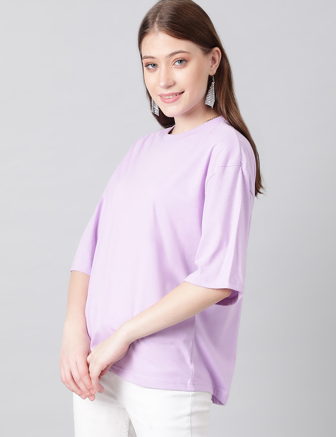 KOTTY Solid Women Round Neck Purple T-Shirt 