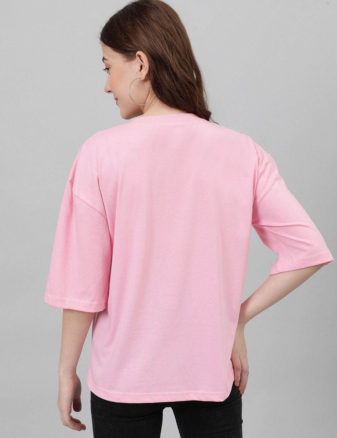 KOTTY Printed Women Round Neck Pink T-Shirt 