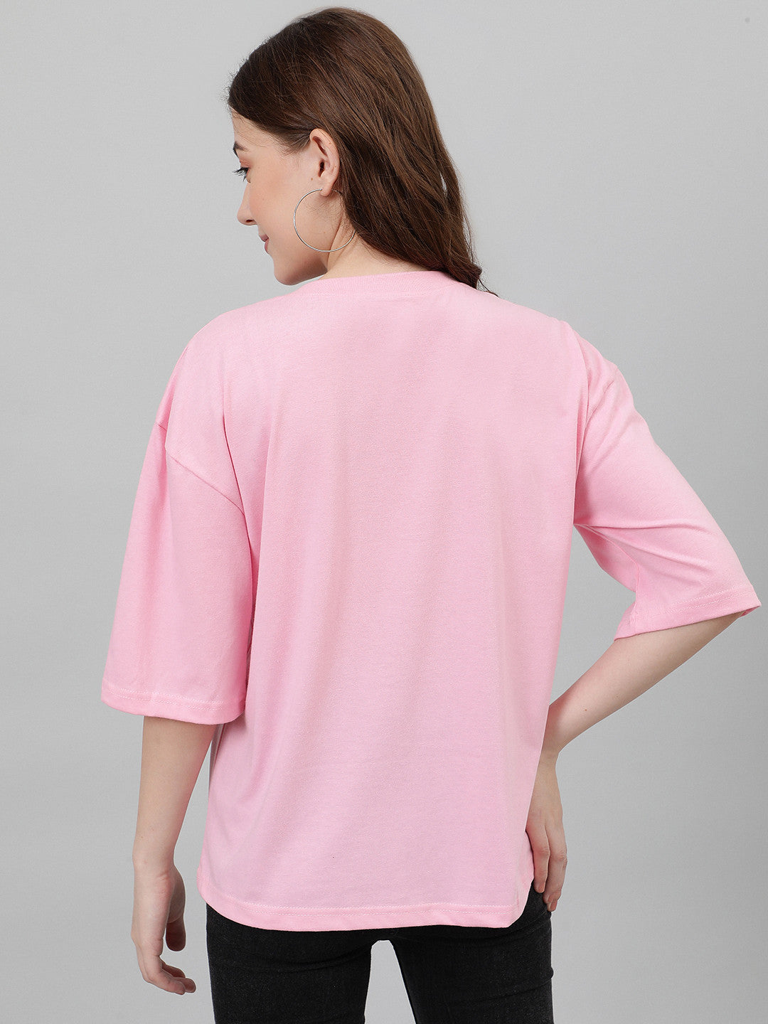 KOTTY Printed Women Round Neck Pink T-Shirt 