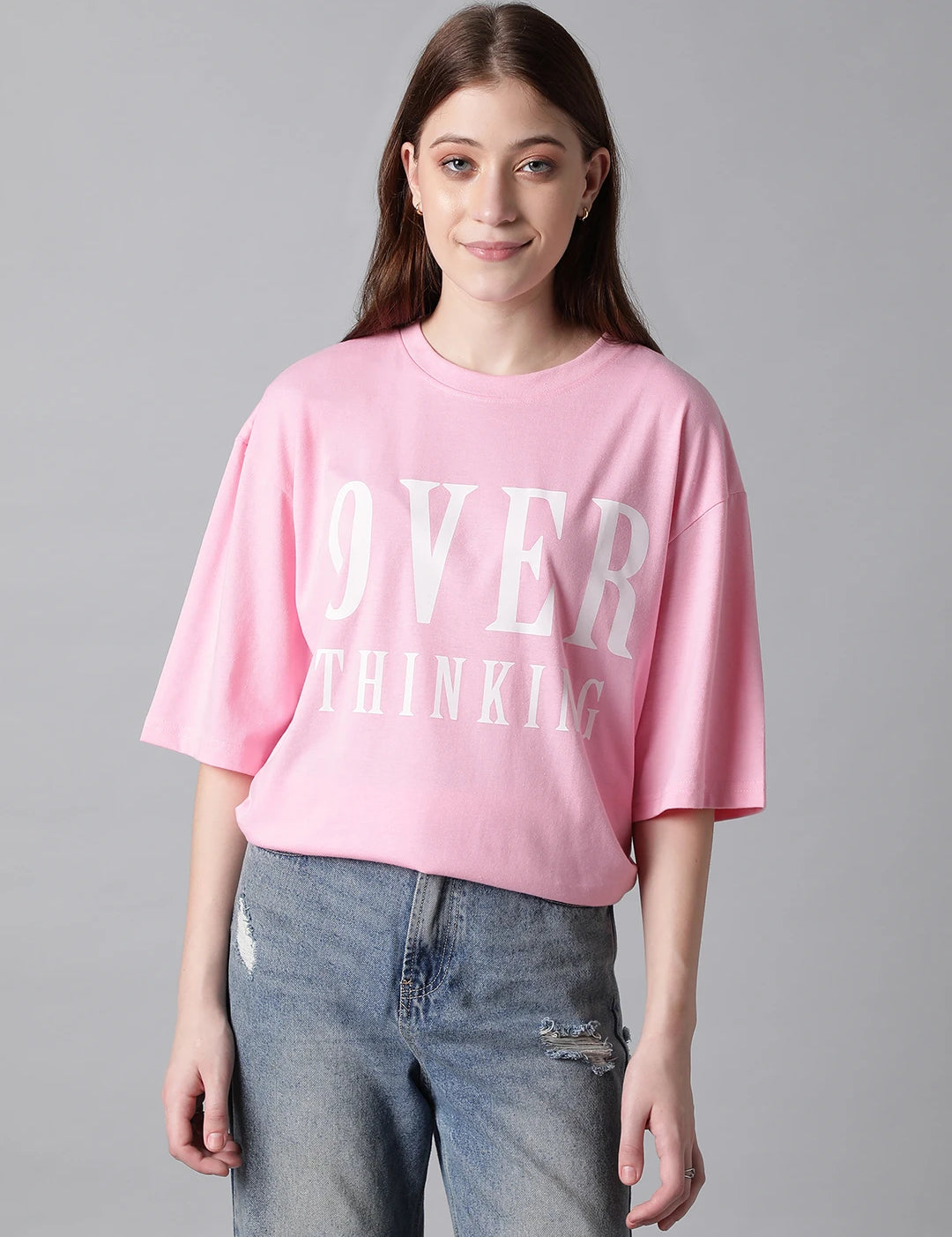 KOTTY Printed, Typography Women Round Neck Pink T-Shirt 