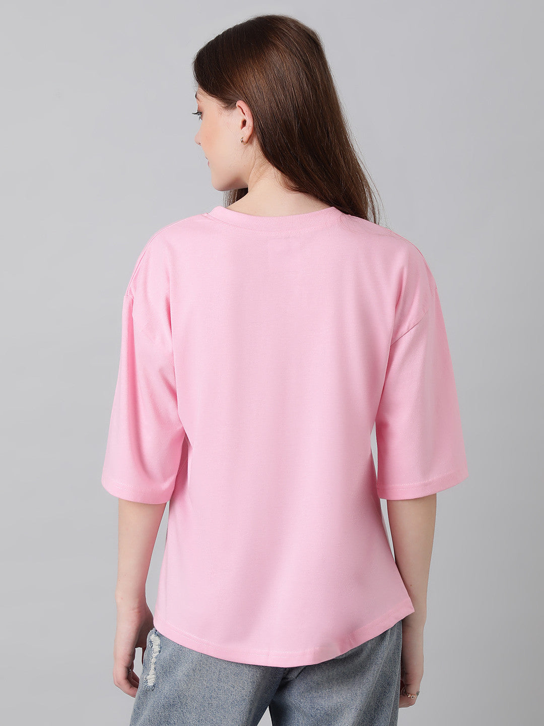 KOTTY Printed, Typography Women Round Neck Pink T-Shirt 