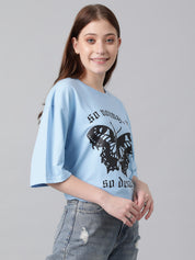 KOTTY Printed Women Round Neck Black T-Shirt 