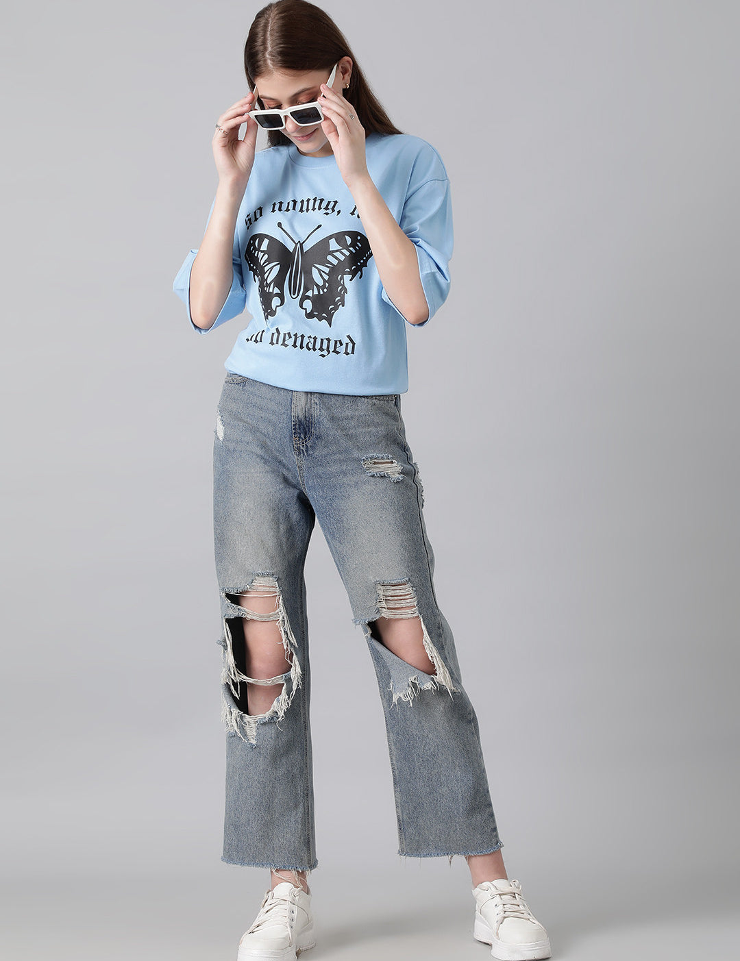 KOTTY Printed Women Round Neck Black T-Shirt 