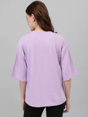 KOTTY Typography Women Round Neck Purple T-Shirt 