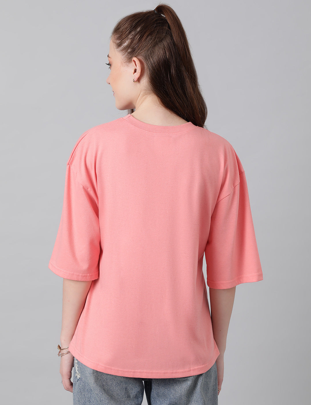 KOTTY Printed, Typography Women Round Neck Pink T-Shirt 