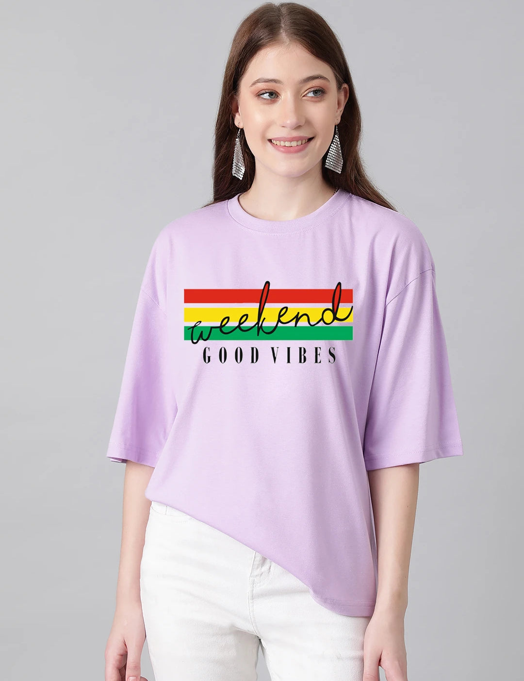 KOTTY Printed, Typography Women Round Neck Purple T-Shirt 