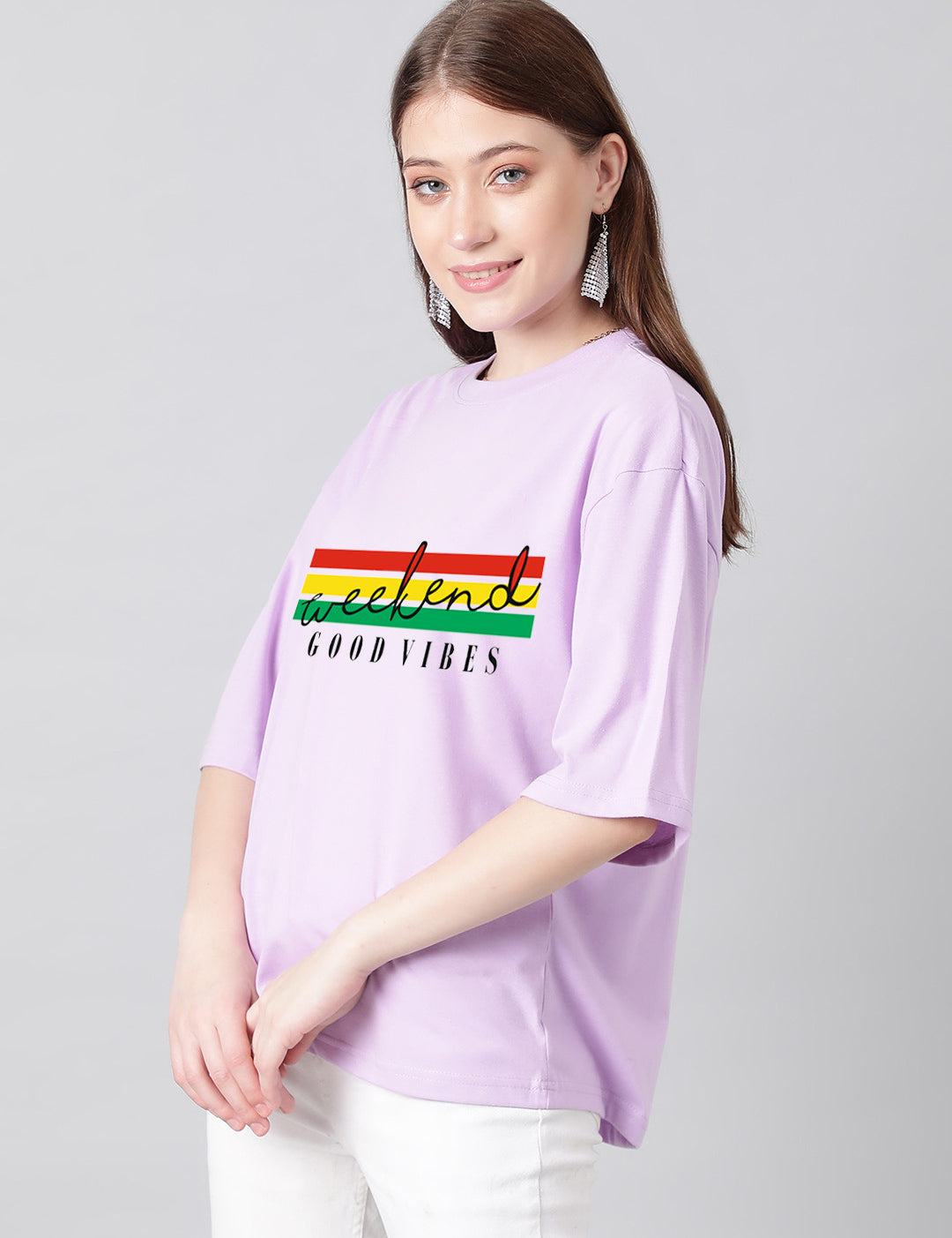KOTTY Printed, Typography Women Round Neck Purple T-Shirt 