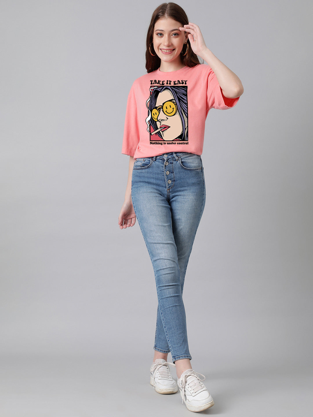 KOTTY Women’s Round Neck Fitted T-Shirt – Soft Stretchable Cotton for Elegant Casual Look