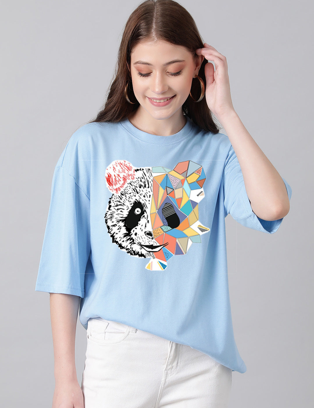 KOTTY Printed, Typography Women Round Neck Light Blue T-Shirt 