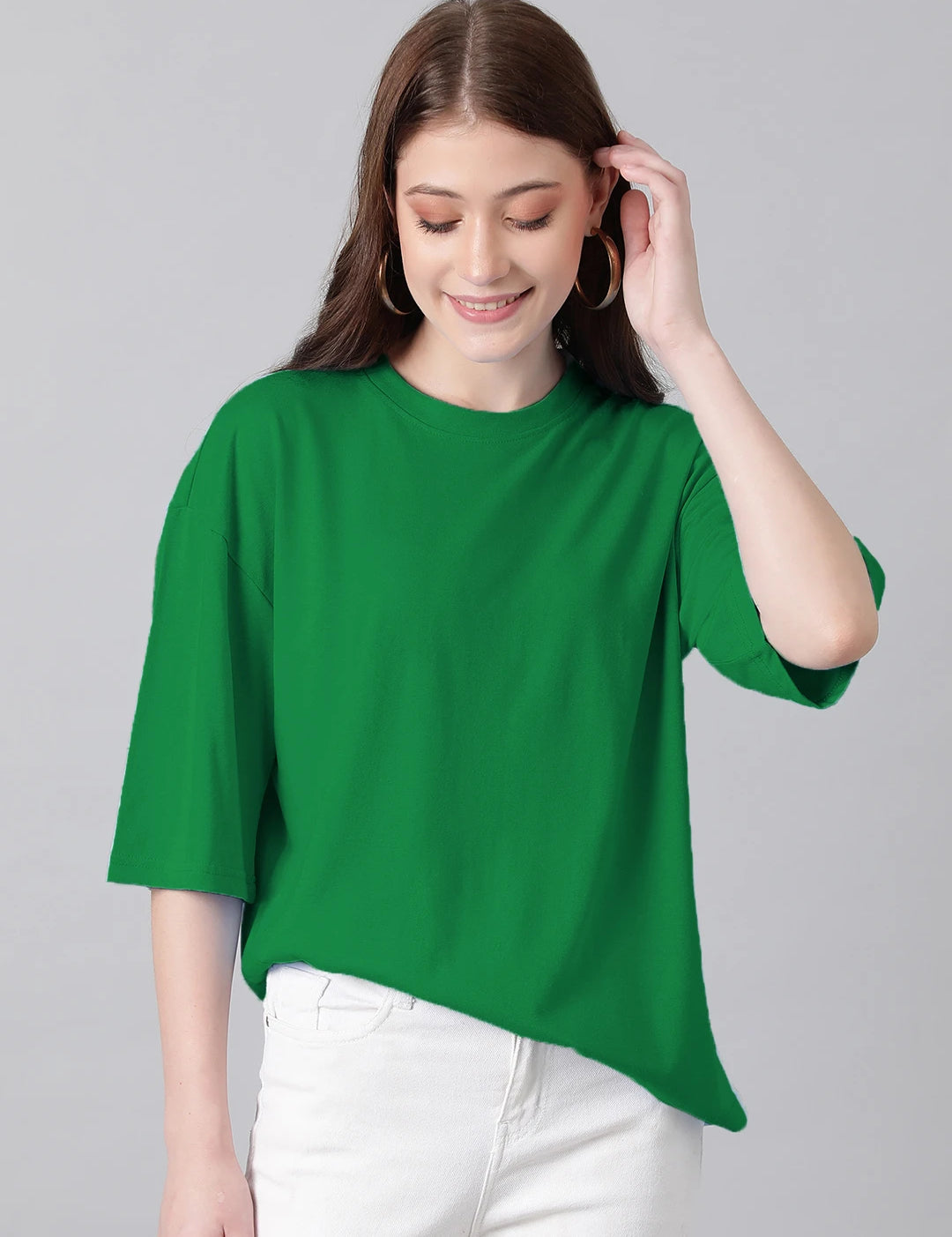 KOTTY Solid Women Round Neck Dark Green T-Shirt 