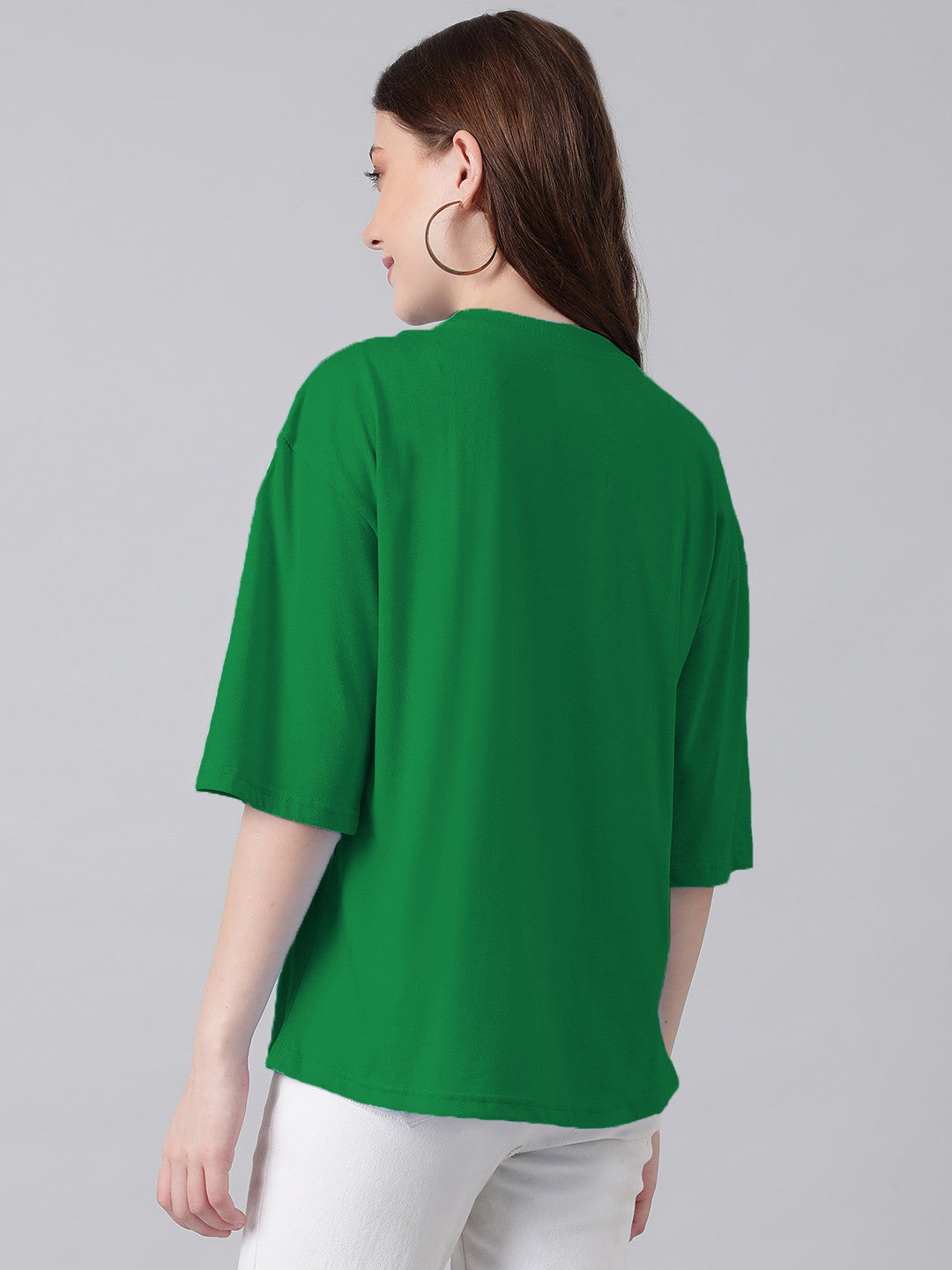 KOTTY Solid Women Round Neck Dark Green T-Shirt 