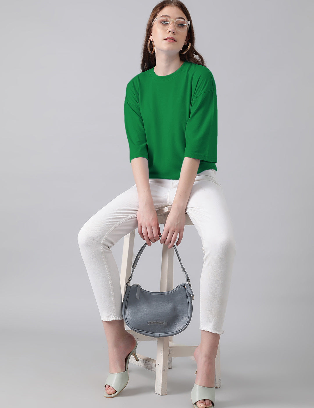 KOTTY Solid Women Round Neck Dark Green T-Shirt 