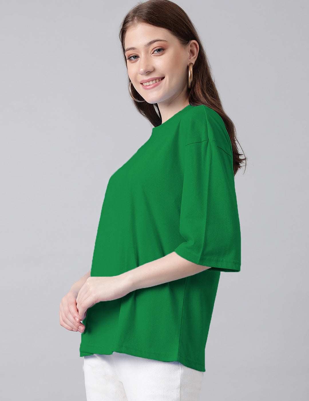 KOTTY Solid Women Round Neck Dark Green T-Shirt 