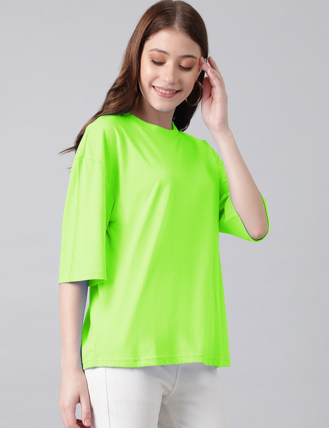 KOTTY Solid Women Round Neck Light Green T-Shirt 