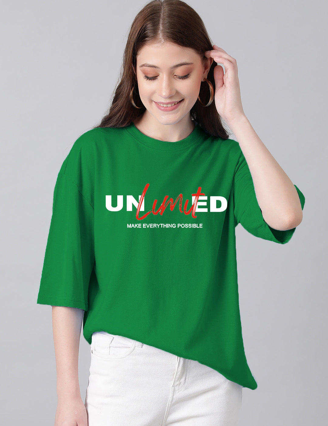 KOTTY Printed Women Round Neck Dark Green T-Shirt 