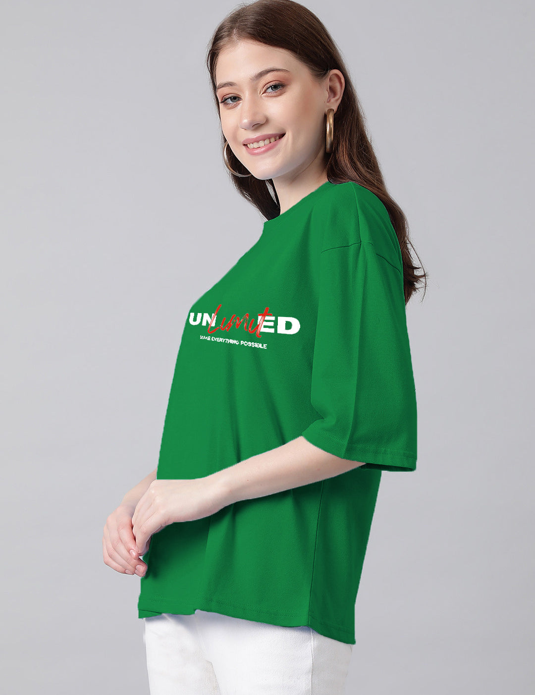 KOTTY Printed Women Round Neck Dark Green T-Shirt 