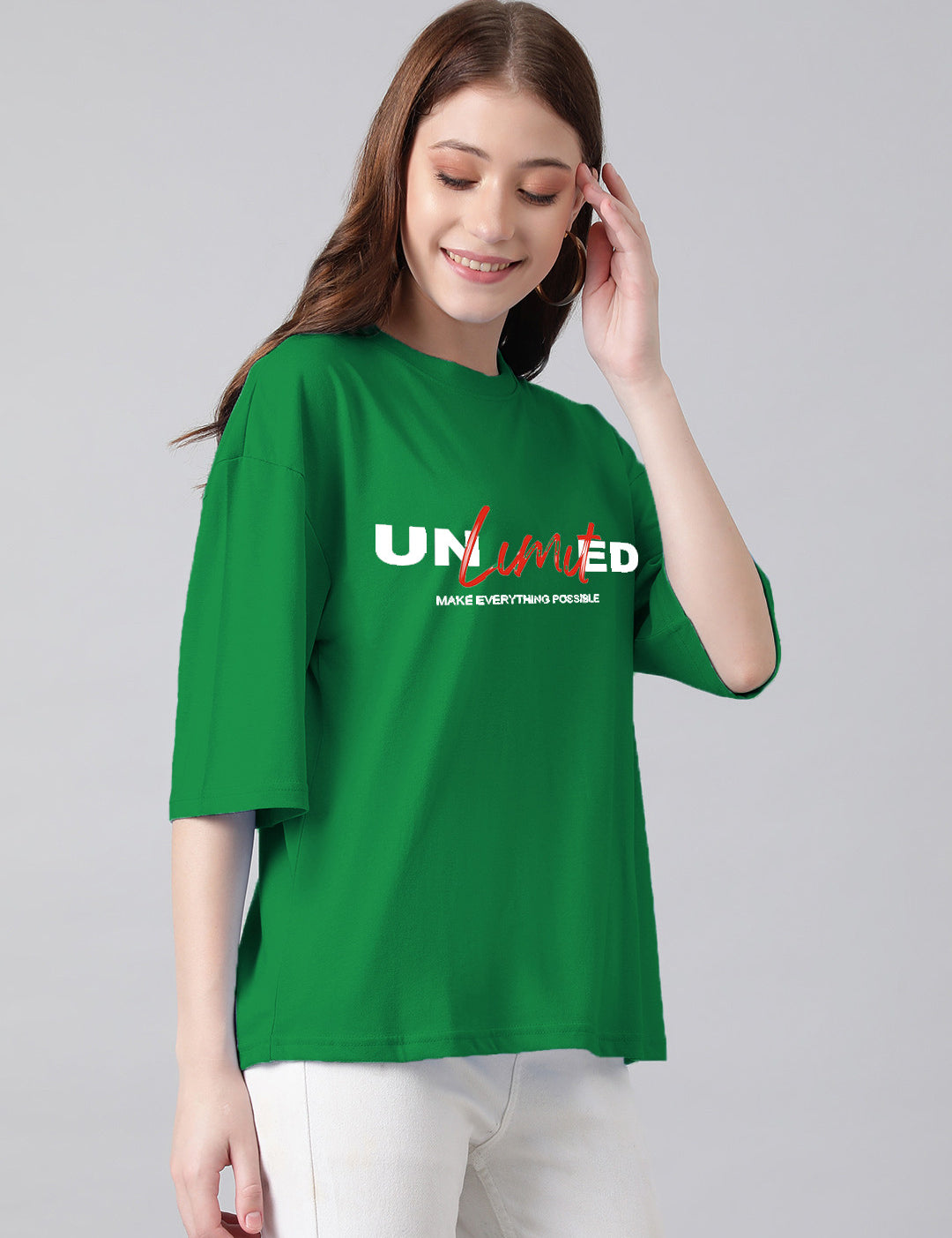 KOTTY Printed Women Round Neck Dark Green T-Shirt 