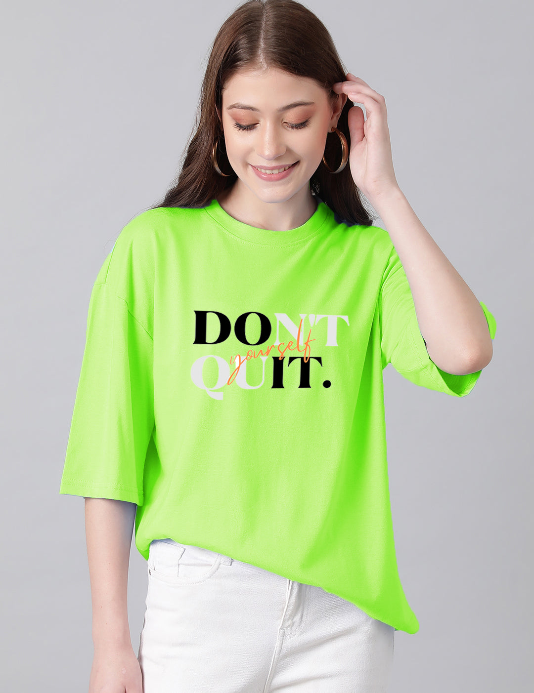 KOTTY Women's Cotton Blend Printed Oversized T-Shirts