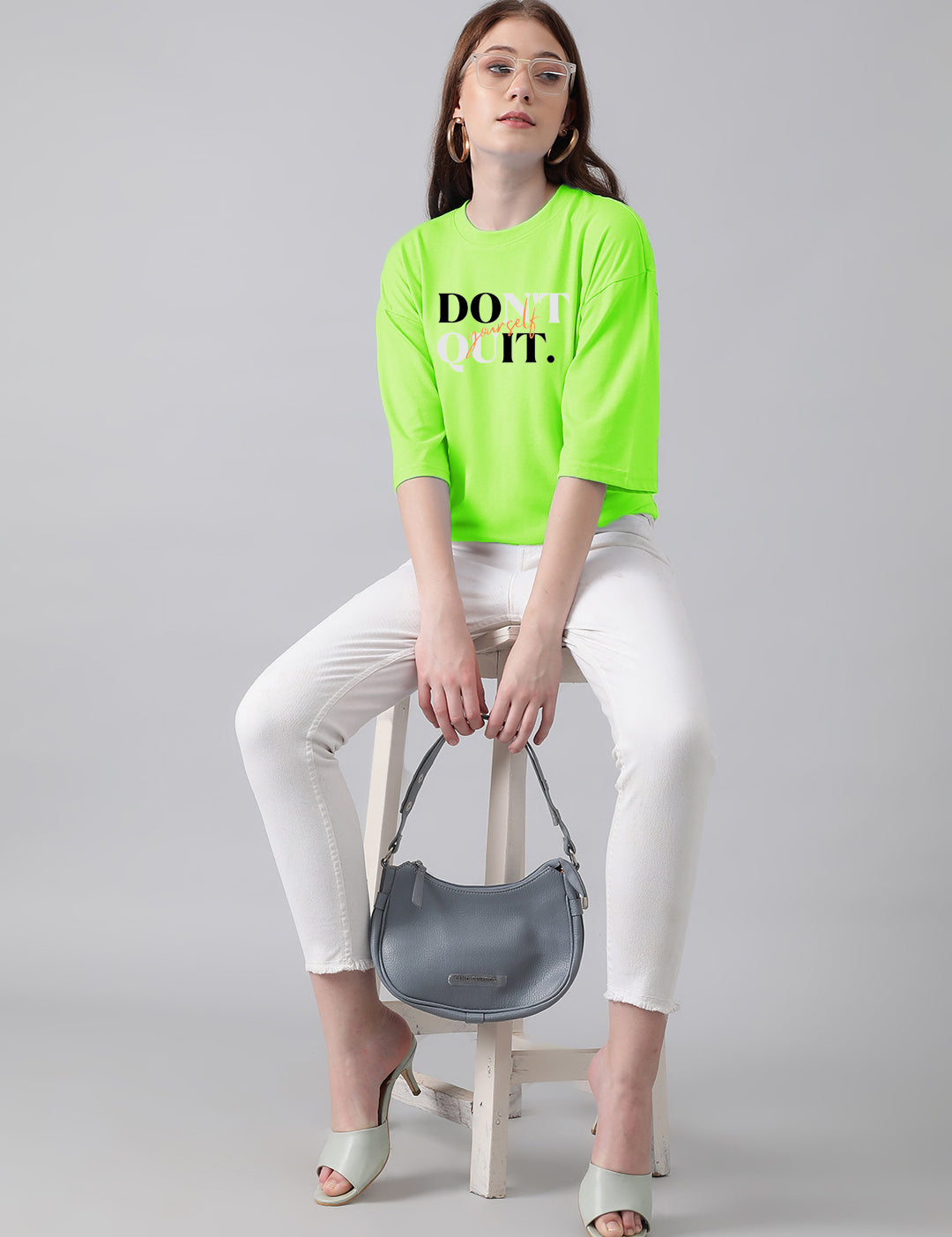 KOTTY Women's Cotton Blend Printed Oversized T-Shirts