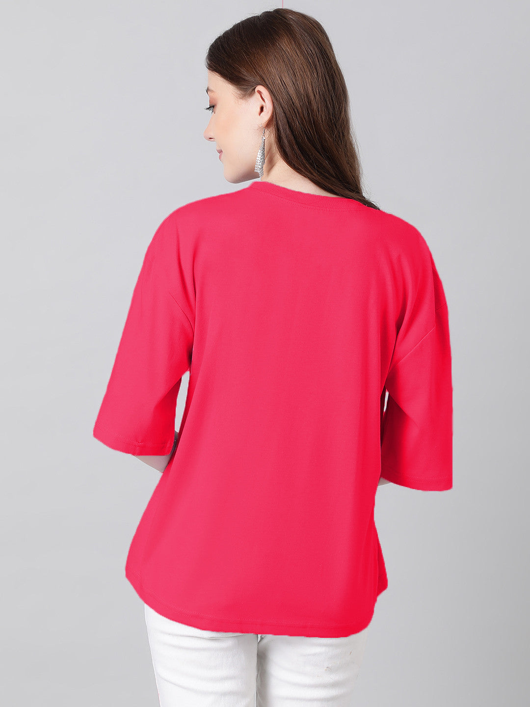 KOTTY Solid Women Round Neck Pink T-Shirt 