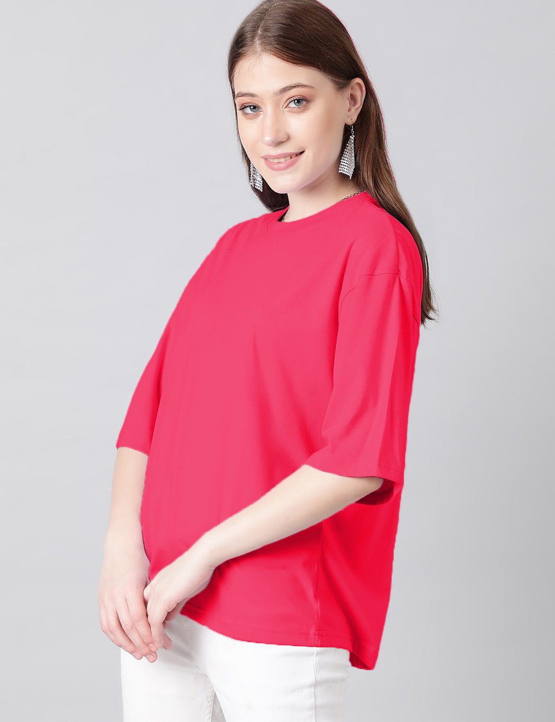 KOTTY Solid Women Round Neck Pink T-Shirt 