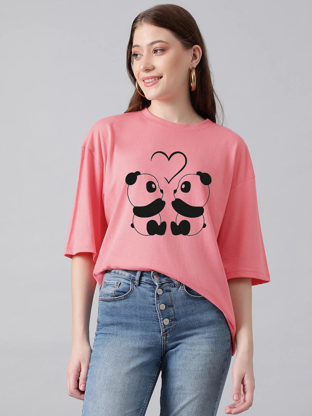 KOTTY Printed Women Round Neck Pink T-Shirt 
