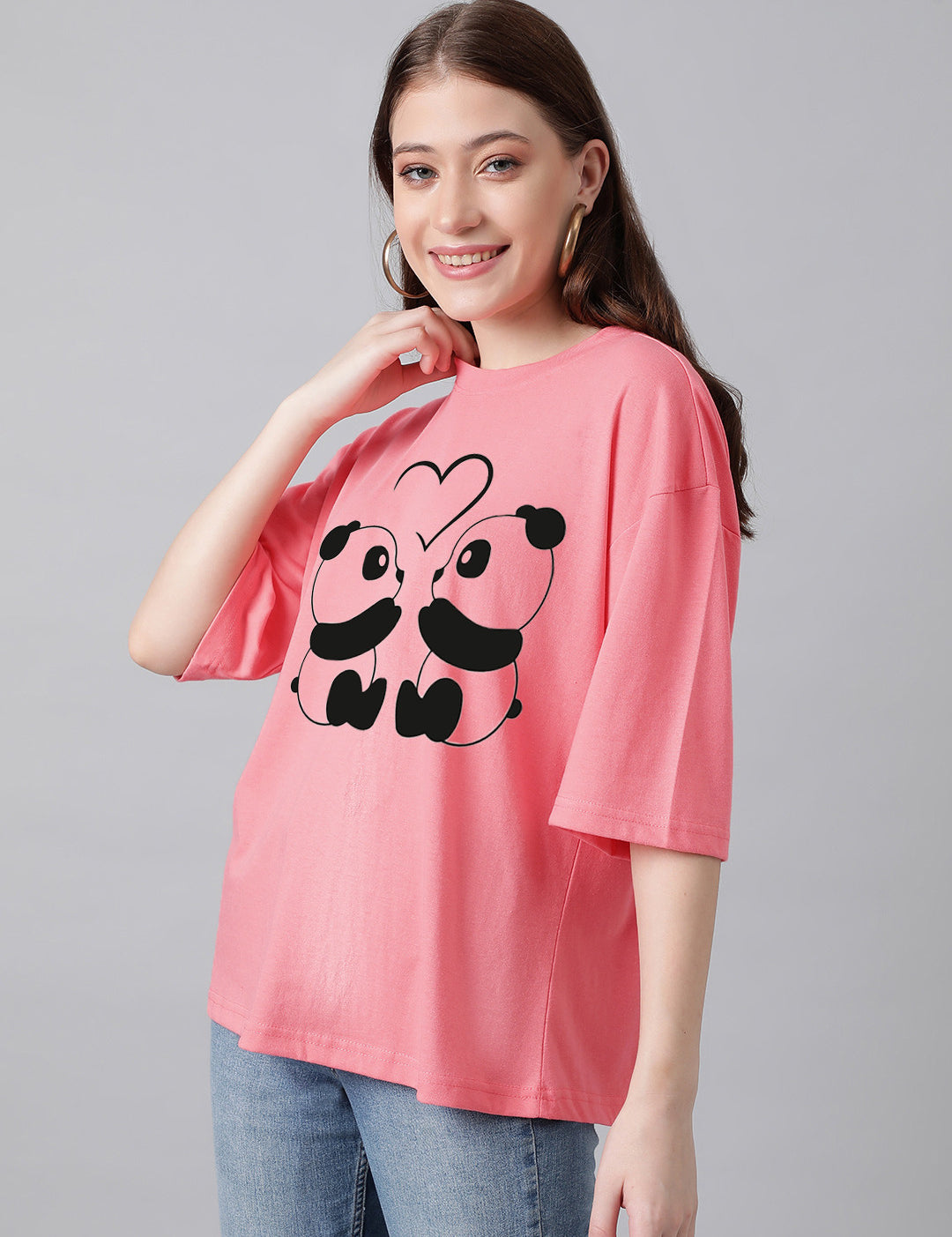 KOTTY Printed Women Round Neck Pink T-Shirt 