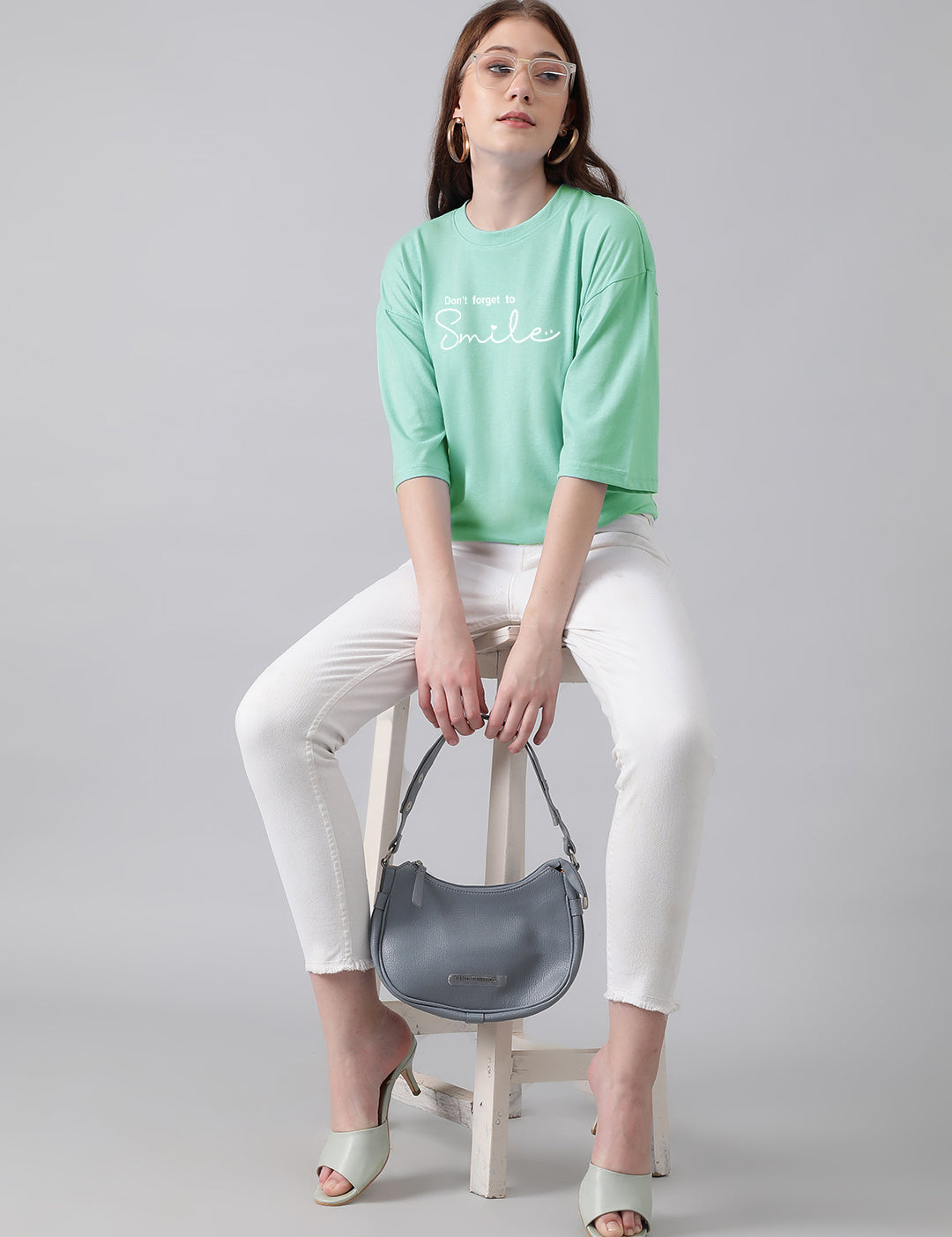 KOTTY Women's Cotton Blend Solid Oversized T-Shirts