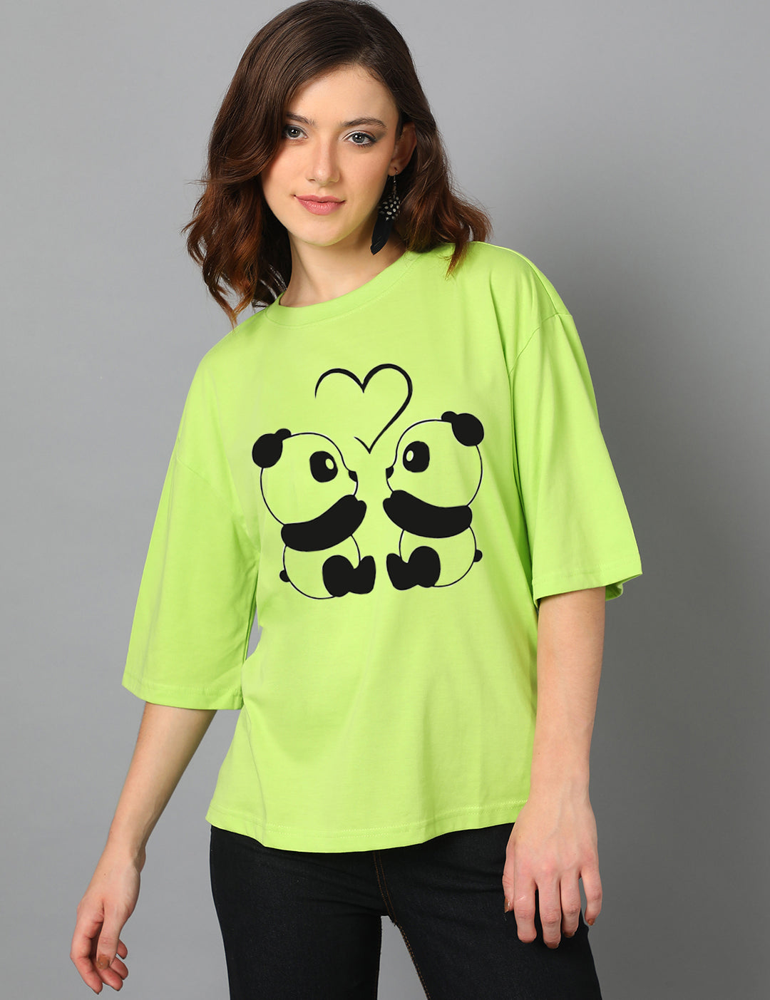 KOTTY Women's Cotton Blend Printed Oversized T-Shirts