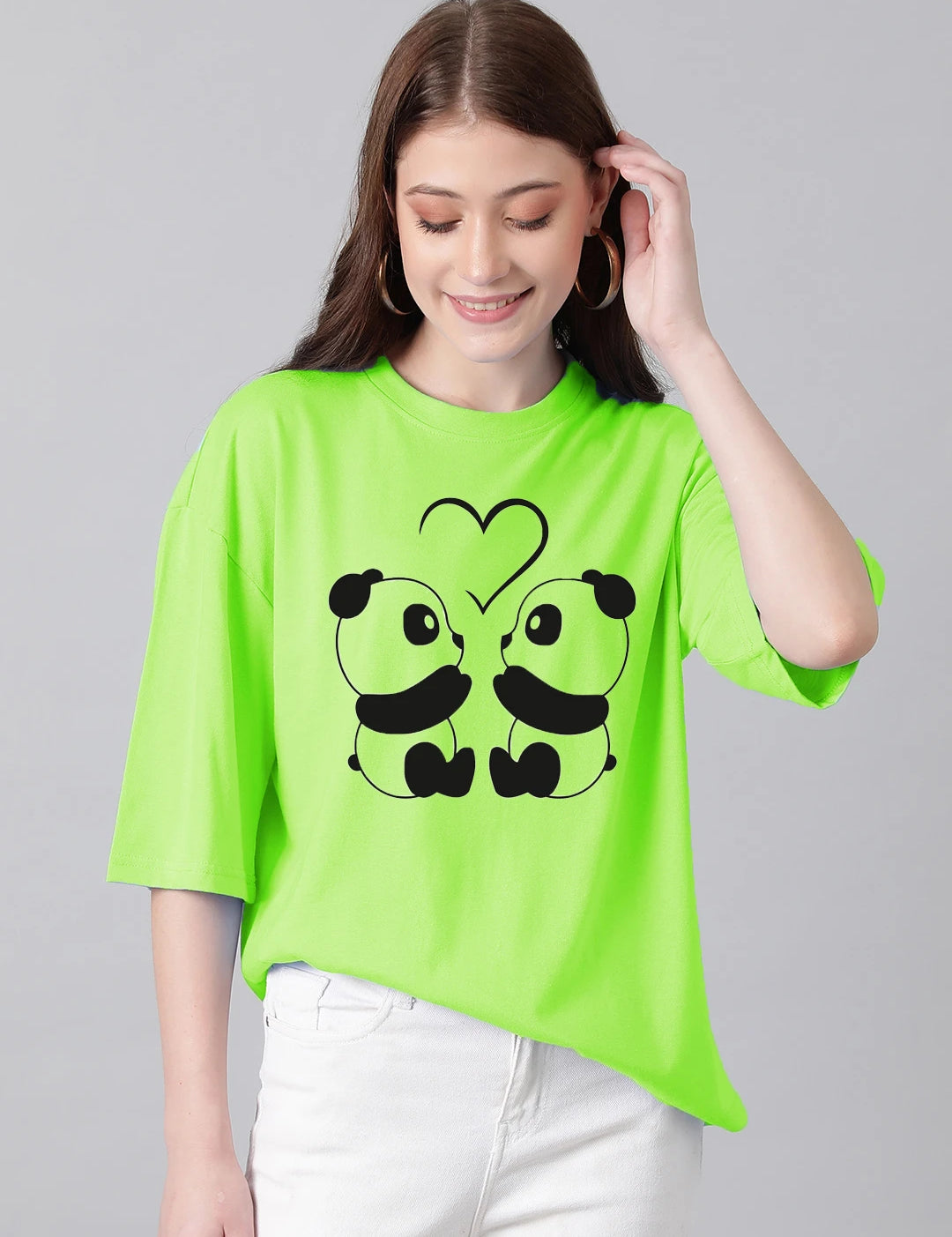 KOTTY Printed Women Round Neck Light Green T-Shirt 