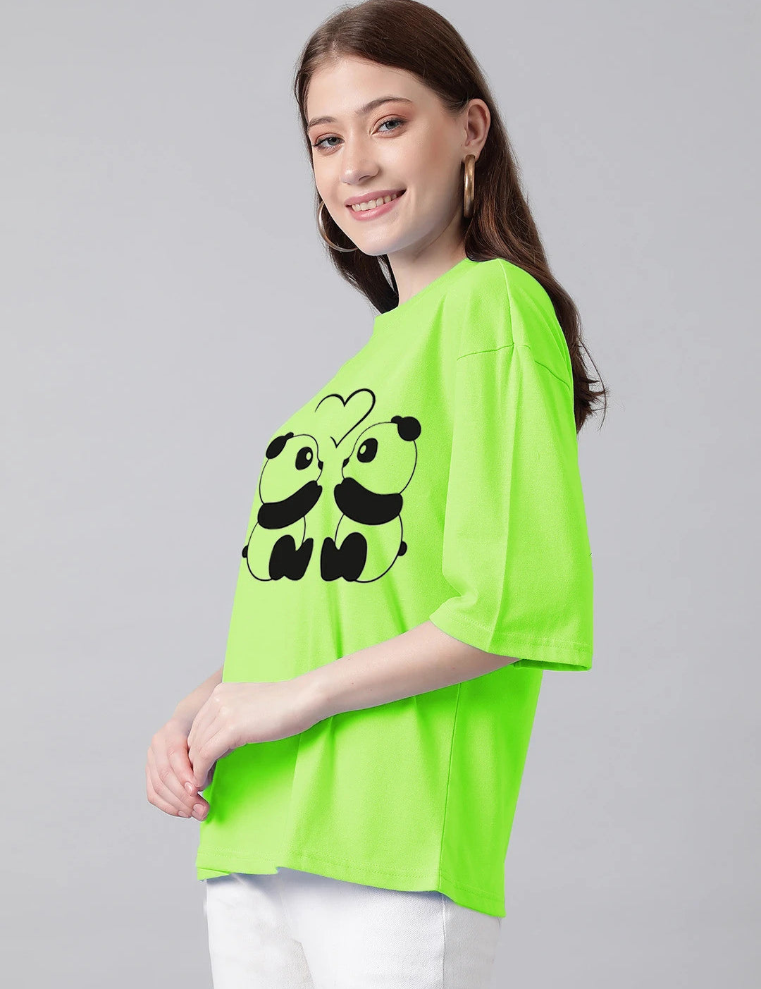 KOTTY Printed Women Round Neck Light Green T-Shirt 
