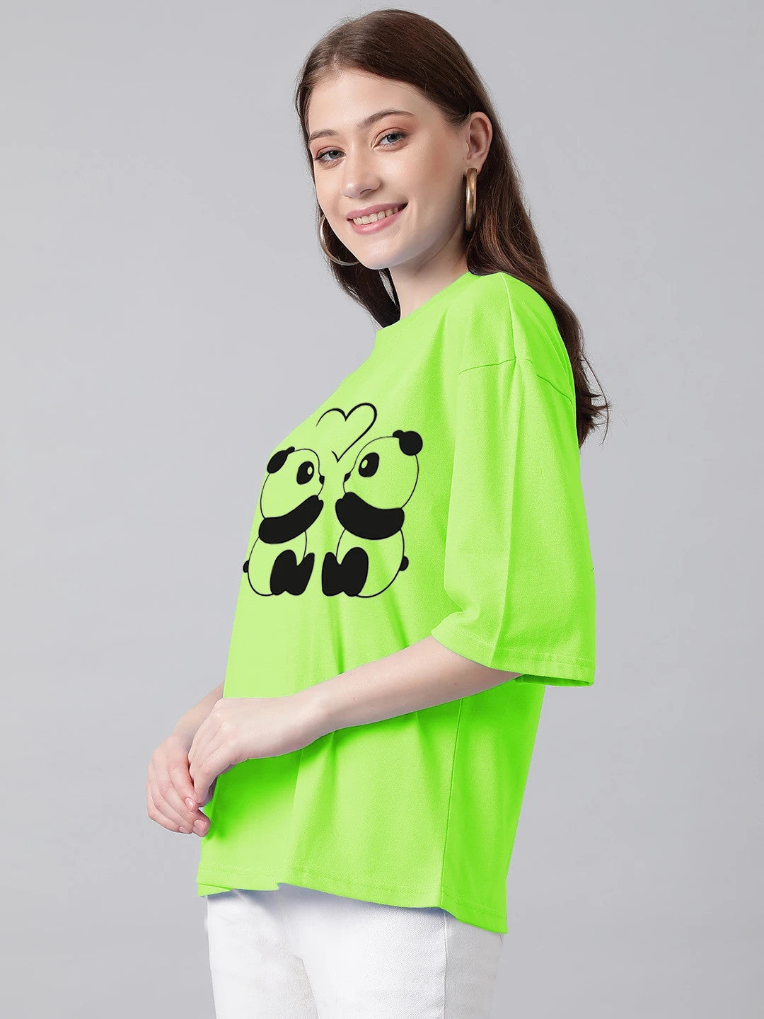 KOTTY Printed Women Round Neck Light Green T-Shirt 