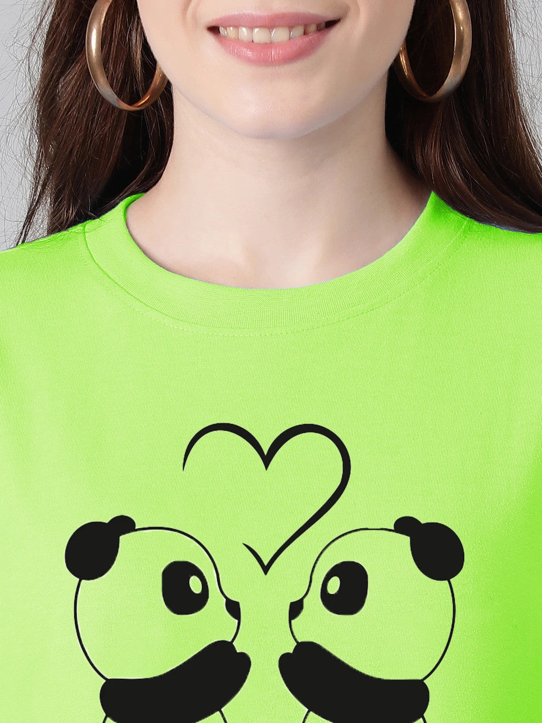 KOTTY Printed Women Round Neck Light Green T-Shirt 