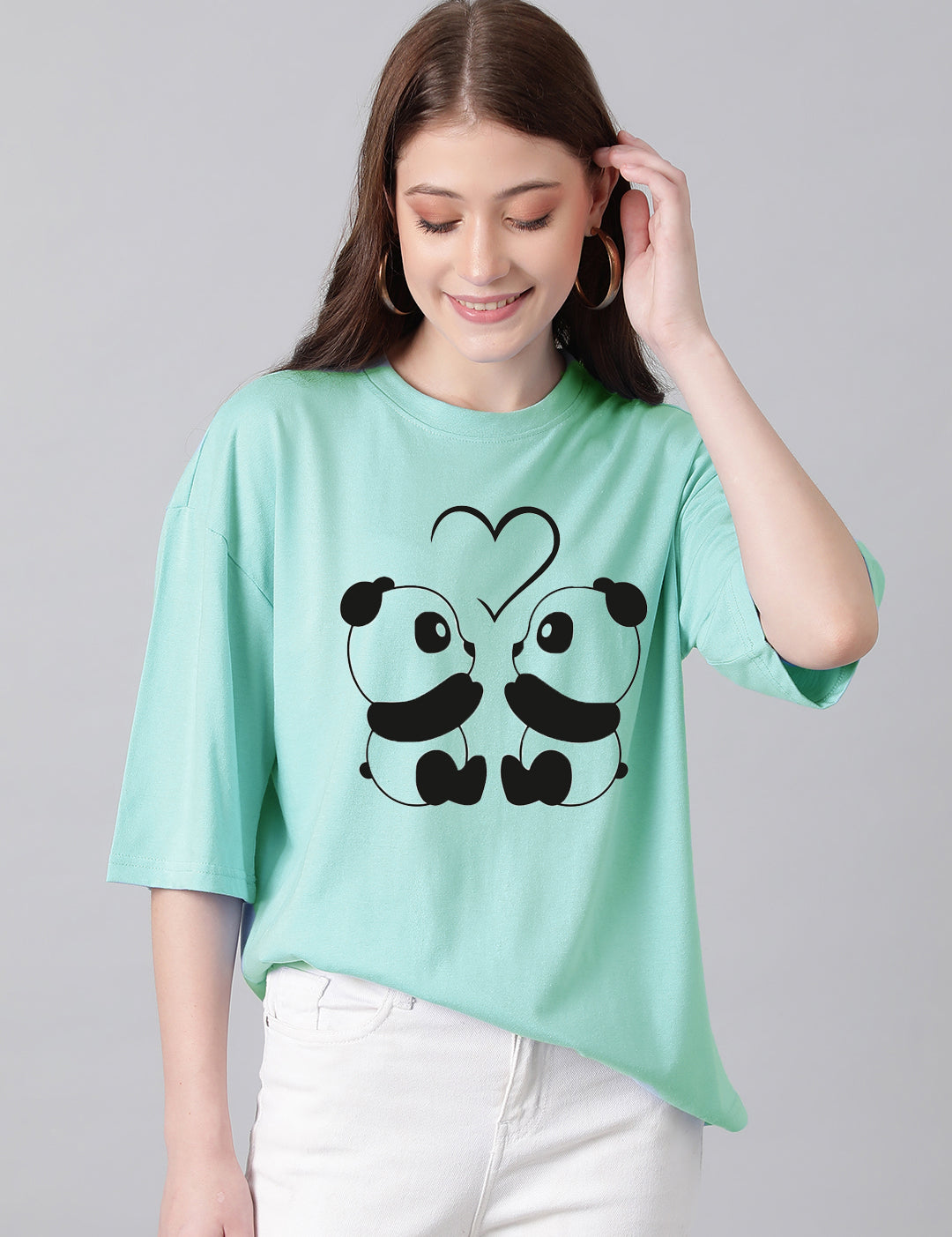 KOTTY Women's Cotton Blend Printed Oversized T-Shirts