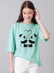 KOTTY Women's Cotton Blend Printed Oversized T-Shirts