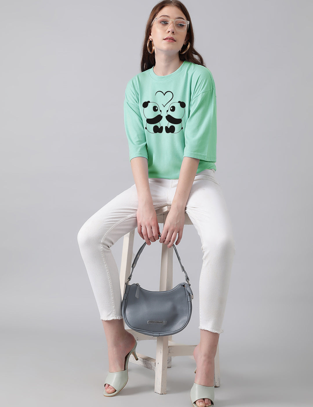 KOTTY Women's Cotton Blend Printed Oversized T-Shirts