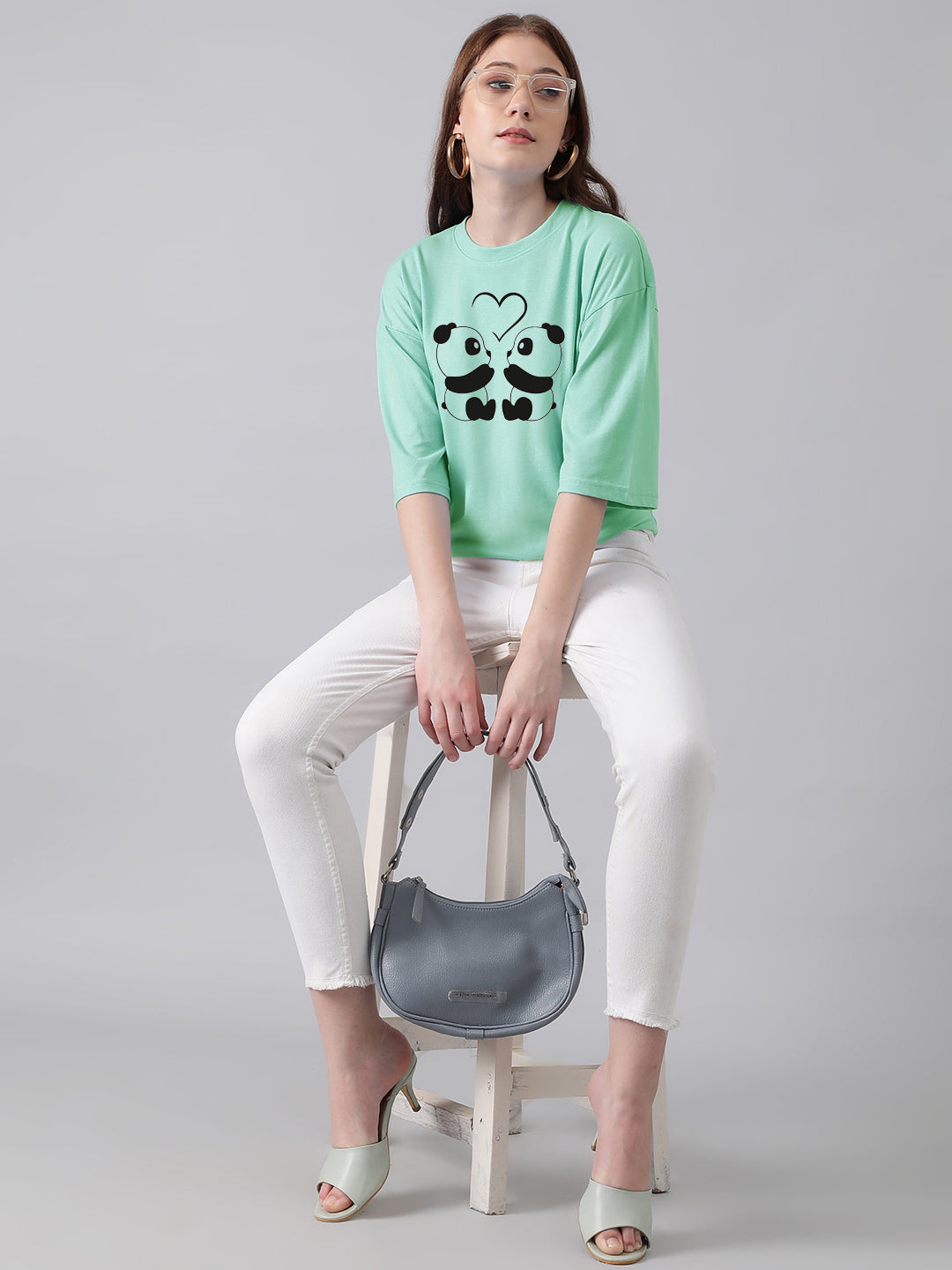 KOTTY Women's Cotton Blend Printed Oversized T-Shirts