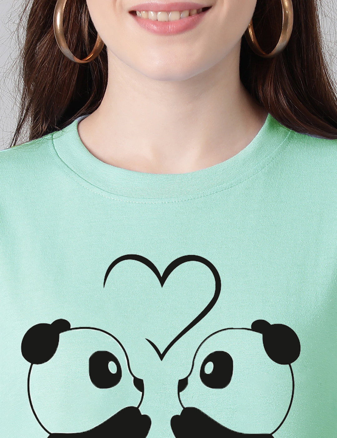 KOTTY Printed Women Round Neck Light Green T-Shirt 