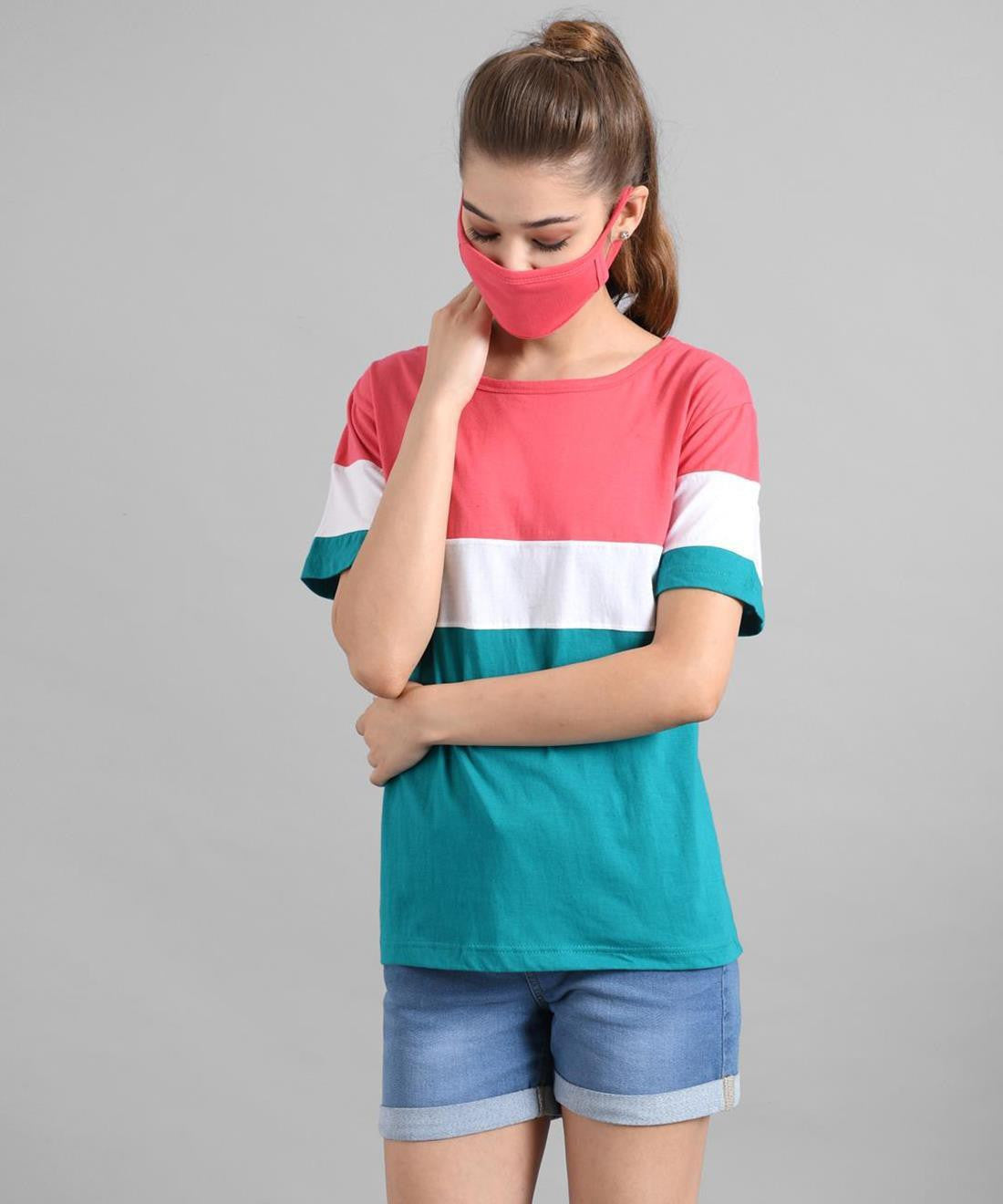 KOTTY Printed Women Round Neck Multicolor T-Shirt 