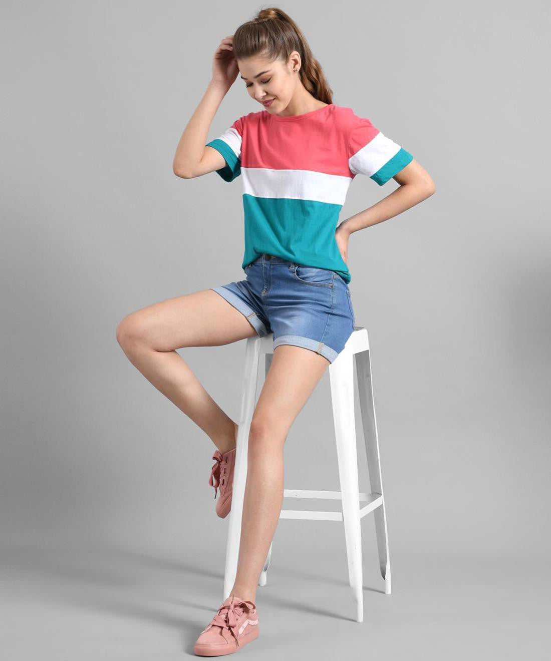 KOTTY Printed Women Round Neck Multicolor T-Shirt 