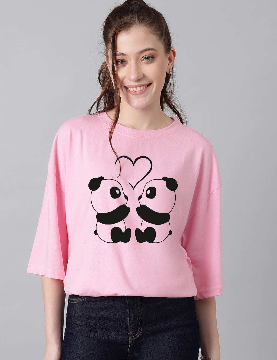 KOTTY Women's Cotton Blend Printed Oversized T-Shirts