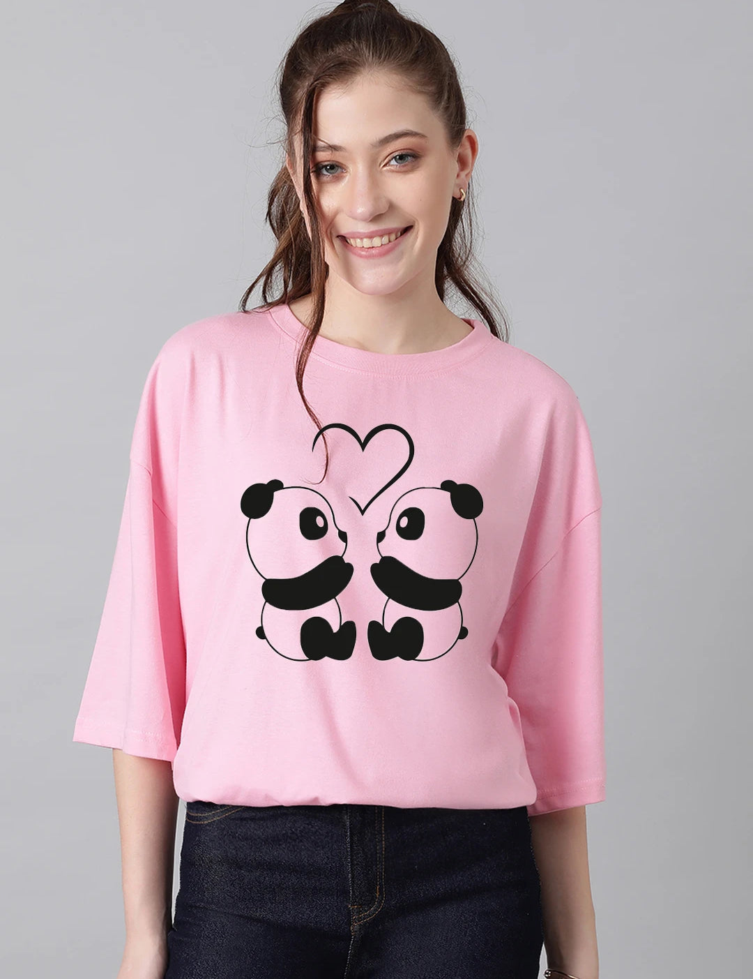 KOTTY Printed Women Round Neck Pink T-Shirt 