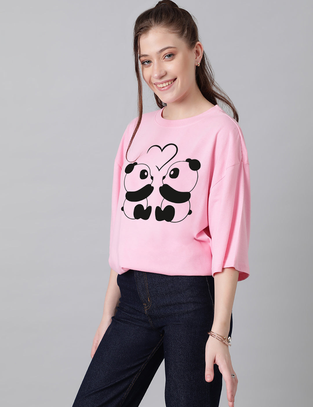KOTTY Women's Cotton Blend Printed Oversized T-Shirts
